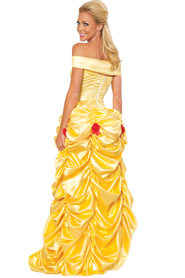 Costume Princess Belle Yellow Slipping-off Shoulder Dress - Click Image to Close